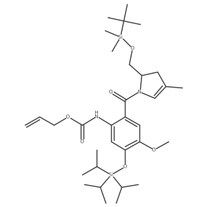 (S)-allyl(2-(2-(((tert-butyldimethylsilyl)oxy)methyl)-4-methyl-2,3-dihydro-1H-pyrrole-1-carbonyl)-4-methoxy-5-((triisopropylsilyl)oxy)phenyl)carbamate结构式