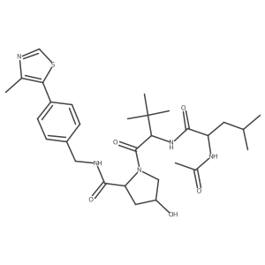 1-[2-[(2-acetamido-4-methyl-pentanoyl)amino]-3,3-dimethyl-butanoyl]-4-hydroxy-N-[[4-(4-methylthiazol-5-yl)phenyl]methyl]pyrrolidine-2-carboxamide结构式