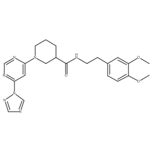 1-(6-(1H-1,2,4-triazol-1-yl)pyrimidin-4-yl)-N-(3,4-dimethoxyphenethyl)piperidine-3-carboxamide结构式