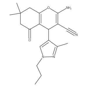 2-Amino-7,7-dimethyl-4-(3-methyl-1-propyl-1H-pyrazol-4-YL)-5-oxo-5,6,7,8-tetrahydro-4H-chromen-3-YL cyanide Structure