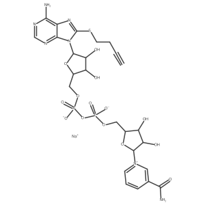 C#CCCSc1nc2c(N)ncnc2n1C1OC(COP(=O)([O-])OP(=O)([O-])OCC2OC([n+]3cccc(C(N)=O)c3)C(O)C2O)C(O)C1O.[Na+]结构式