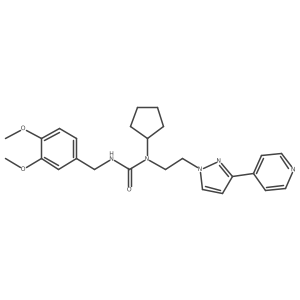 1-cyclopentyl-3-(3,4-dimethoxybenzyl)-1-(2-(3-(pyridin-4-yl)-1H-pyrazol-1-yl)ethyl)urea Structure