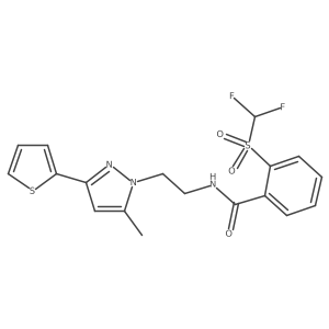 2-((difluoromethyl)sulfonyl)-N-(2-(5-methyl-3-(thiophen-2-yl)-1H-pyrazol-1-yl)ethyl)benzamide Structure