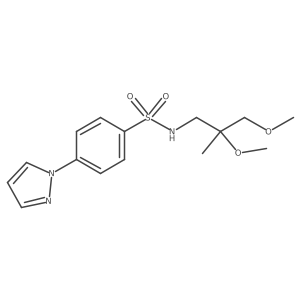 N-(2,3-dimethoxy-2-methylpropyl)-4-(1H-pyrazol-1-yl)benzene-1-sulfonamide结构式