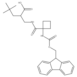 2-({[1-({[(9H-fluoren-9-yl)methoxy]carbonyl}amino)cyclobutyl]formamido}methyl)-4,4-dimethylpentanoic acid Structure