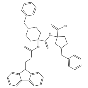1-benzyl-3-[1-benzyl-4-({[(9H-fluoren-9-yl)methoxy]carbonyl}amino)piperidine-4-amido]pyrrolidine-3-carboxylic acid Structure
