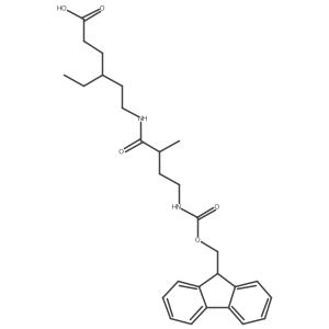 4-ethyl-6-[4-({[(9H-fluoren-9-yl)methoxy]carbonyl}amino)-2-methylbutanamido]hexanoic acid Structure