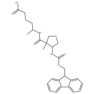 5-{[4-({[(9H-fluoren-9-yl)methoxy]carbonyl}amino)-3-methyloxolan-3-yl]formamido}hexanoic acid Structure