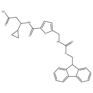3-cyclopropyl-3-({5-[({[(9H-fluoren-9-yl)methoxy]carbonyl}amino)methyl]furan-2-yl}formamido)propanoic acid Structure