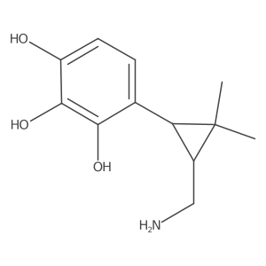 rac-4-[(1R,3R)-3-(aminomethyl)-2,2-dimethylcyclopropyl]benzene-1,2,3-triol结构式