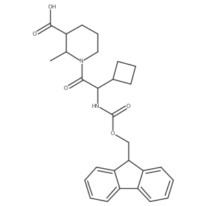 rac-(2R,3R)-1-[2-cyclobutyl-2-({[(9H-fluoren-9-yl)methoxy]carbonyl}amino)acetyl]-2-methylpiperidine-3-carboxylic acid结构式