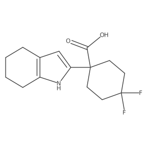 4,4-difluoro-1-(4,5,6,7-tetrahydro-1H-indol-2-yl)cyclohexane-1-carboxylic acid结构式