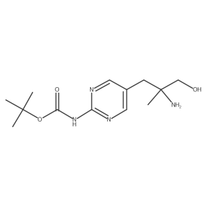 tert-butyl N-[5-(2-amino-3-hydroxy-2-methylpropyl)pyrimidin-2-yl]carbamate结构式