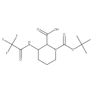 (2R,3R)-1-[(2-methylpropan-2-yl)oxycarbonyl]-3-[(2,2,2-trifluoroacetyl)amino]piperidine-2-carboxylic acid Structure