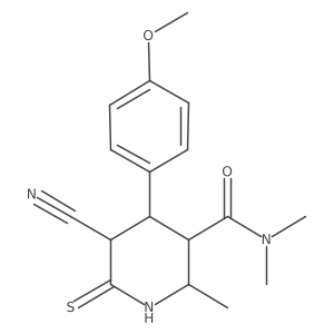 5-cyano-4-(4-methoxyphenyl)-N,N,2-trimethyl-6-sulfanylidenepiperidine-3-carboxamide结构式