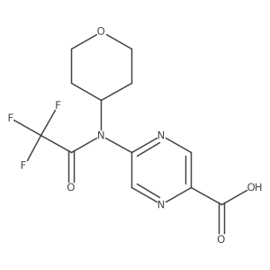 5-[2,2,2-trifluoro-N-(oxan-4-yl)acetamido]pyrazine-2-carboxylic acid结构式