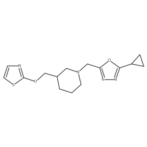 1-[(5-Cyclopropyl-1,3,4-oxadiazol-2-yl)methyl]-3-[(1,3-thiazol-2-yloxy)methyl]piperidine结构式