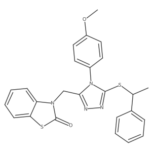 3-((4-(4-methoxyphenyl)-5-((1-phenylethyl)thio)-4H-1,2,4-triazol-3-yl)methyl)benzo[d]thiazol-2(3H)-one Structure