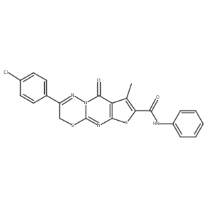 12-(4-chlorophenyl)-4-methyl-2-oxo-N-phenyl-6,10-dithia-1,8,13-triazatricyclo[7.4.0.03,7]trideca-3(7),4,8,12-tetraene-5-carboxamide结构式