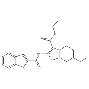 Ethyl 2-(benzofuran-2-carboxamido)-6-ethyl-4,5,6,7-tetrahydrobenzo[b]thiophene-3-carboxylate结构式