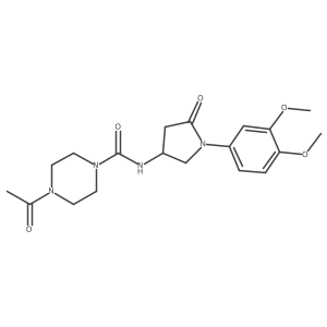 4-acetyl-N-[1-(3,4-dimethoxyphenyl)-5-oxopyrrolidin-3-yl]piperazine-1-carboxamide结构式
