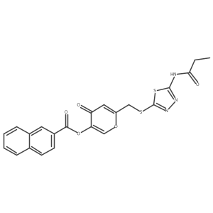 4-oxo-6-(((5-propionamido-1,3,4-thiadiazol-2-yl)thio)methyl)-4H-pyran-3-yl 2-naphthoate Structure
