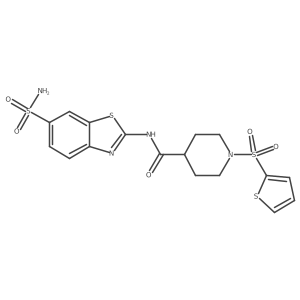 N-(6-sulfamoylbenzo[d]thiazol-2-yl)-1-(thiophen-2-ylsulfonyl)piperidine-4-carboxamide结构式