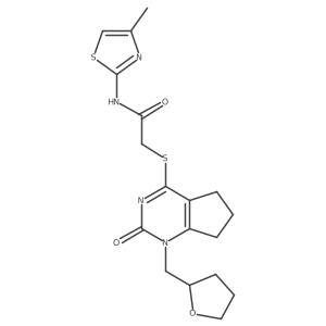 N-(4-methylthiazol-2-yl)-2-((2-oxo-1-((tetrahydrofuran-2-yl)methyl)-2,5,6,7-tetrahydro-1H-cyclopenta[d]pyrimidin-4-yl)thio)acetamide结构式