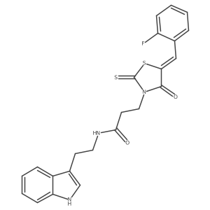 (Z)-N-(2-(1H-indol-3-yl)ethyl)-3-(5-(2-fluorobenzylidene)-4-oxo-2-thioxothiazolidin-3-yl)propanamide结构式