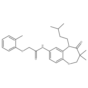 N-(5-isopentyl-3,3-dimethyl-4-oxo-2,3,4,5-tetrahydrobenzo[b][1,4]oxazepin-7-yl)-2-(o-tolyloxy)acetamide结构式