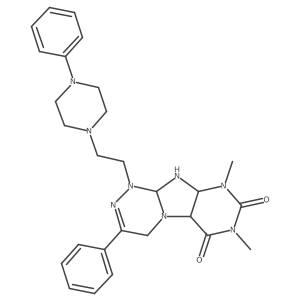 7,9-dimethyl-3-phenyl-1-[2-(4-phenylpiperazin-1-yl)ethyl]-5a,9a,10,10a-tetrahydro-4H-purino[8,7-c][1,2,4]triazine-6,8-dione结构式