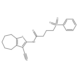 N-(3-cyano-5,6,7,8-tetrahydro-4H-cyclohepta[b]thiophen-2-yl)-4-(phenylsulfonyl)butanamide Structure