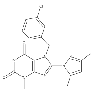 7-(3-chlorobenzyl)-8-(3,5-dimethyl-1H-pyrazol-1-yl)-3-methyl-1H-purine-2,6(3H,7H)-dione Structure