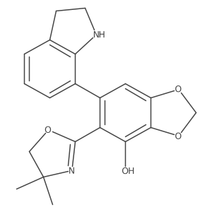 1,3-Benzodioxol-4(5h)-one,6-(2,3-dihydro-1h-indol-7-yl)-5-(4,4-dimethyl-2-oxazolidinylidene)-,(5e)- Structure