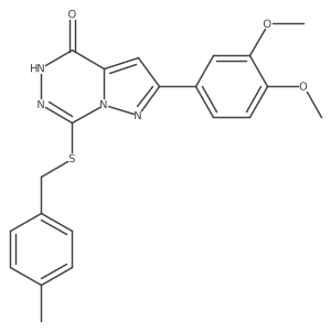 2-(3,4-dimethoxyphenyl)-7-{[(4-methylphenyl)methyl]sulfanyl}-4H,5H-pyrazolo[1,5-d][1,2,4]triazin-4-one结构式