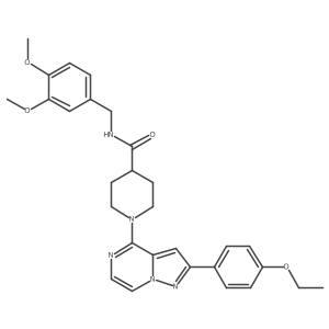 N-(3,4-dimethoxybenzyl)-1-(2-(4-ethoxyphenyl)pyrazolo[1,5-a]pyrazin-4-yl)piperidine-4-carboxamide结构式