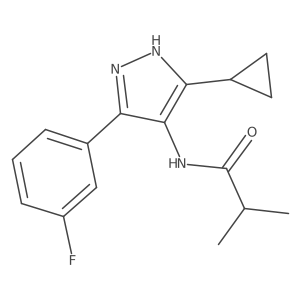 N-[5-cyclopropyl-3-(3-fluorophenyl)-1H-pyrazol-4-yl]-2-methylpropanamide结构式