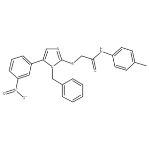 2-((1-benzyl-5-(3-nitrophenyl)-1H-imidazol-2-yl)thio)-N-(p-tolyl)acetamide结构式