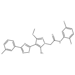 2-{5-amino-4-[3-(3-methylphenyl)-1,2,4-oxadiazol-5-yl]-3-(methylsulfanyl)-1H-pyrazol-1-yl}-N-(2,5-difluorophenyl)acetamide Structure