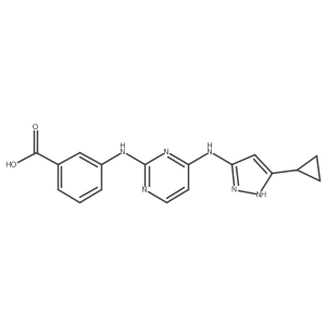 3-[[4-[(5-cyclopropyl-2H-pyrazol-3-yl)amino]pyrimidin-2-yl]amino]benzoic acid结构式
