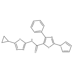 N-[(2Z)-5-cyclopropyl-1,3,4-thiadiazol-2(3H)-ylidene]-4-phenyl-2-(1H-pyrrol-1-yl)-1,3-thiazole-5-carboxamide Structure