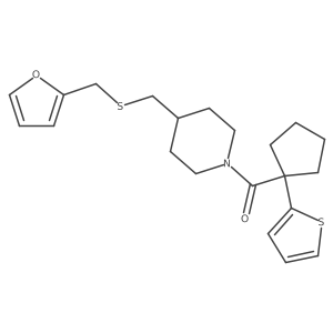 (4-(((Furan-2-ylmethyl)thio)methyl)piperidin-1-yl)(1-(thiophen-2-yl)cyclopentyl)methanone Structure