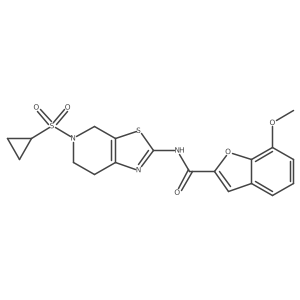 N-(5-(cyclopropylsulfonyl)-4,5,6,7-tetrahydrothiazolo[5,4-c]pyridin-2-yl)-7-methoxybenzofuran-2-carboxamide结构式
