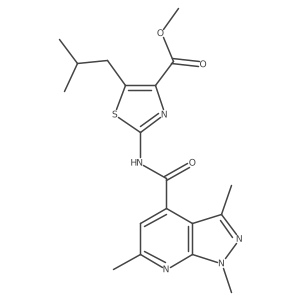 methyl (2Z)-5-(2-methylpropyl)-2-{[(1,3,6-trimethyl-1H-pyrazolo[3,4-b]pyridin-4-yl)carbonyl]imino}-2,3-dihydro-1,3-thiazole-4-carboxylate Structure