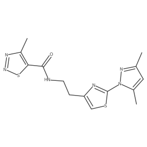 N-{2-[2-(3,5-dimethyl-1H-pyrazol-1-yl)-1,3-thiazol-4-yl]ethyl}-4-methyl-1,2,3-thiadiazole-5-carboxamide结构式