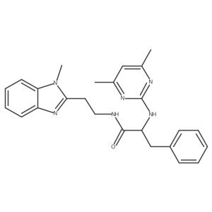 2-[(4,6-dimethyl-2-pyrimidinyl)amino]-N-[2-(1-methyl-1H-1,3-benzimidazol-2-yl)ethyl]-3-phenylpropanamide结构式