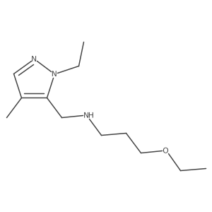 (3-ethoxypropyl)[(1-ethyl-4-methyl-1H-pyrazol-5-yl)methyl]amine结构式