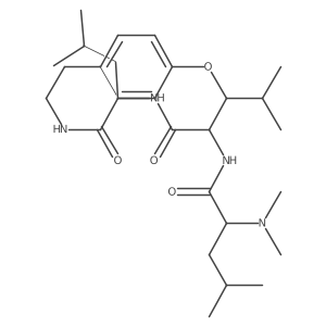 Pentanamide, 2-(dimethylamino)-4-methyl-N-[3-(1-methylethyl)-7-(2-methylpropyl)-5,8-dioxo-2-oxa-6,9-diazabicyclo[10.2.2]hexadeca-12,14,15-trien-4-yl]-, [3R-[3R*,4S*(S*),7S*]]-结构式