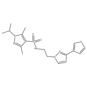 1-isopropyl-3,5-dimethyl-N-(2-(3-(thiophen-3-yl)-1H-pyrazol-1-yl)ethyl)-1H-pyrazole-4-sulfonamide Structure