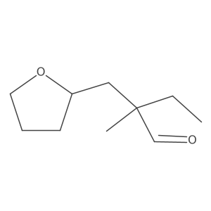 2-methyl-2-{[(2R)-oxolan-2-yl]methyl}butanal结构式
